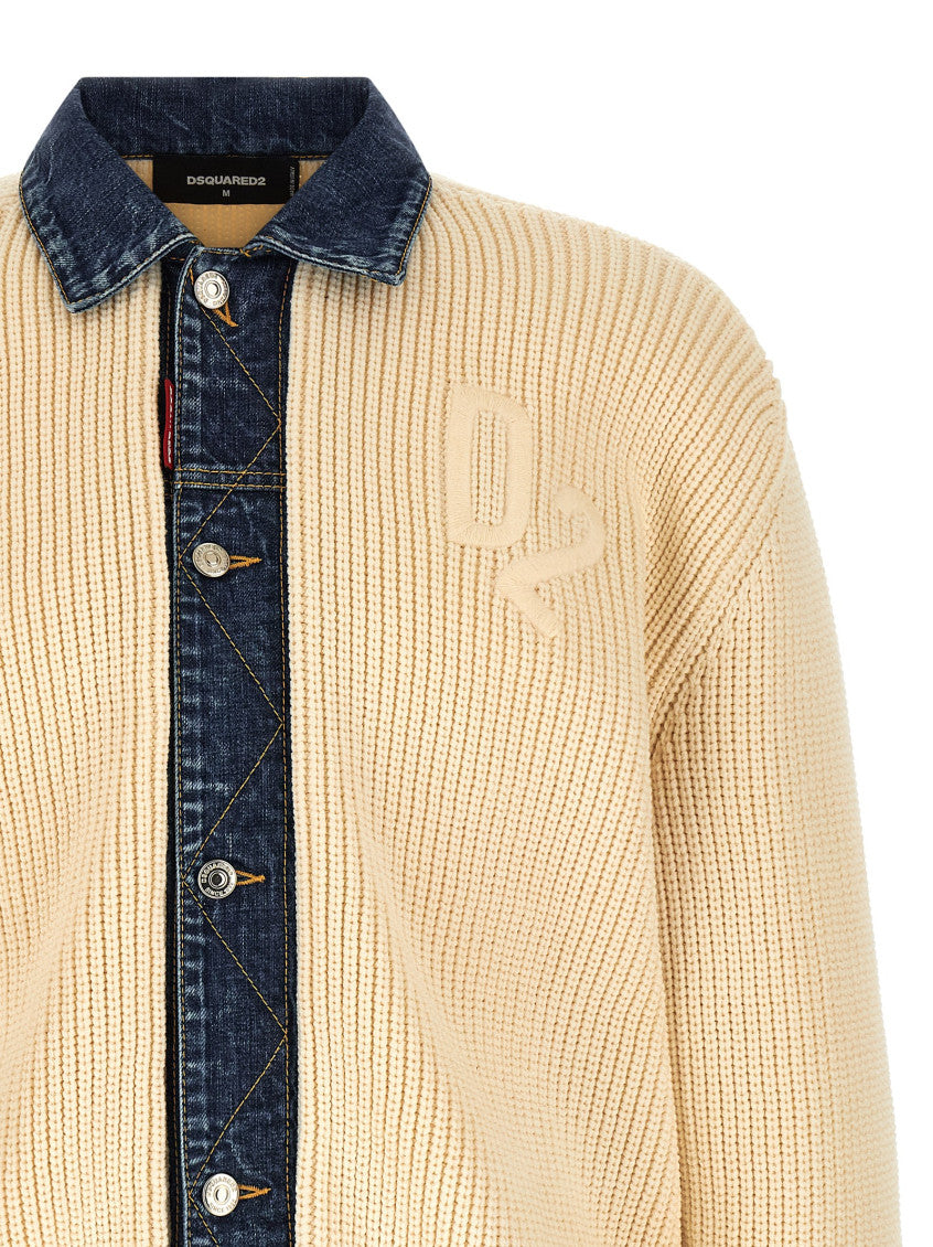 Beige 'Denim Mix D2' Cardigan 3