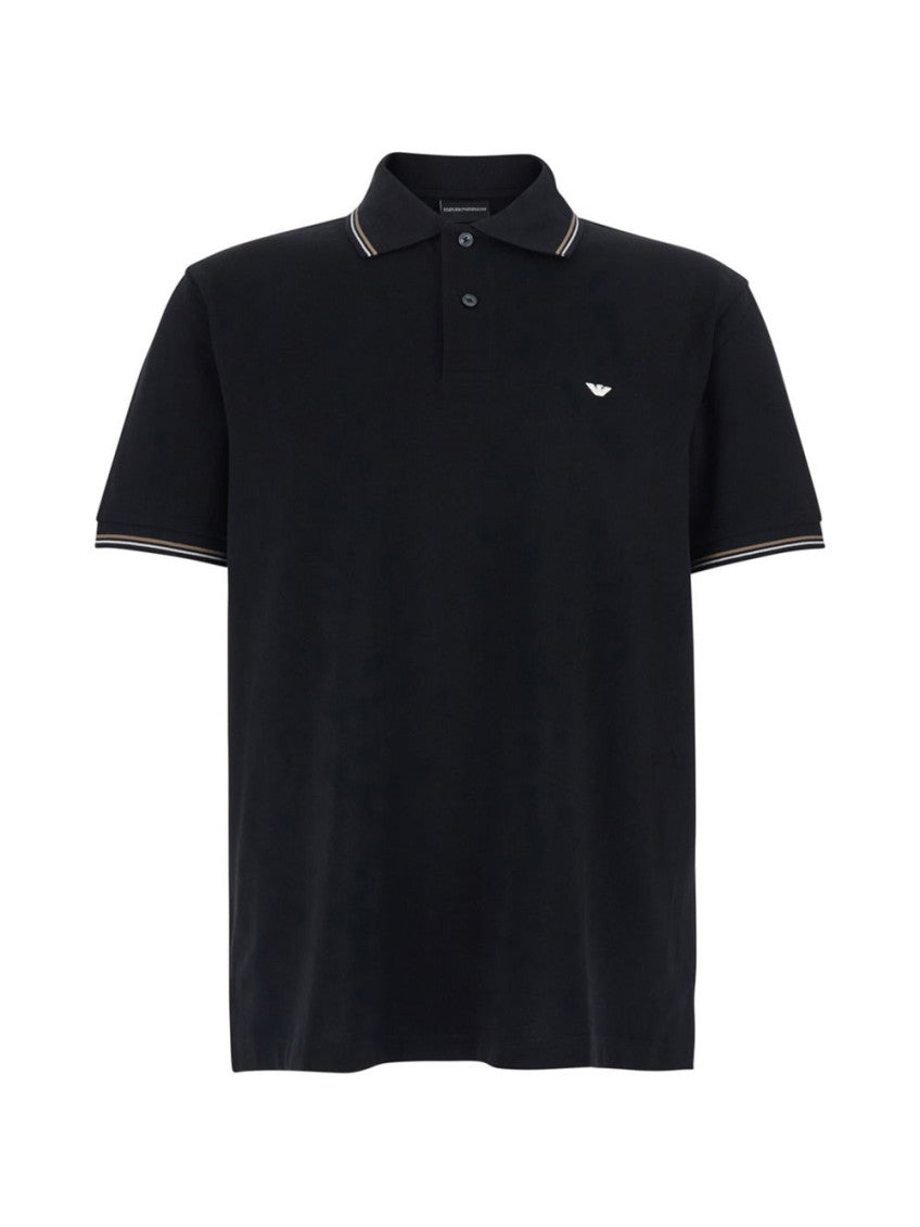 Black Embroidered Logo Polo 1