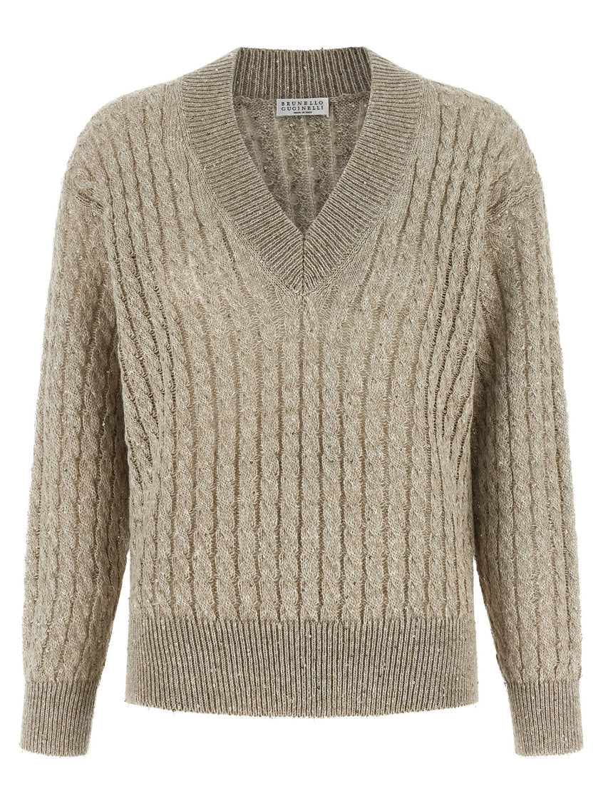 Beige Micro Sequin Sweater 1