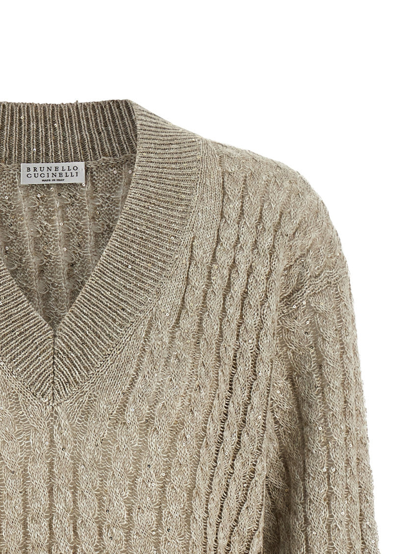 Beige Micro Sequin Sweater 3