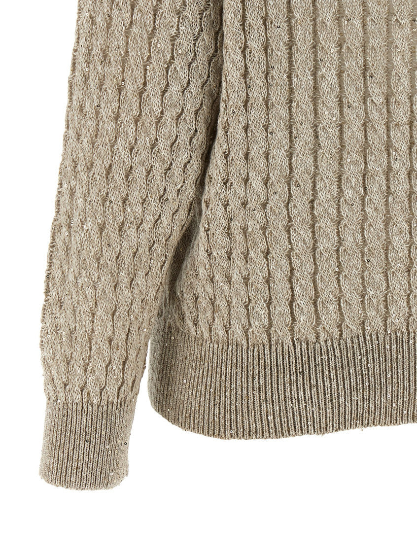 Beige Micro Sequin Sweater 4