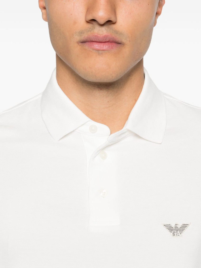 White Relaxed Fit Logo Polo 3