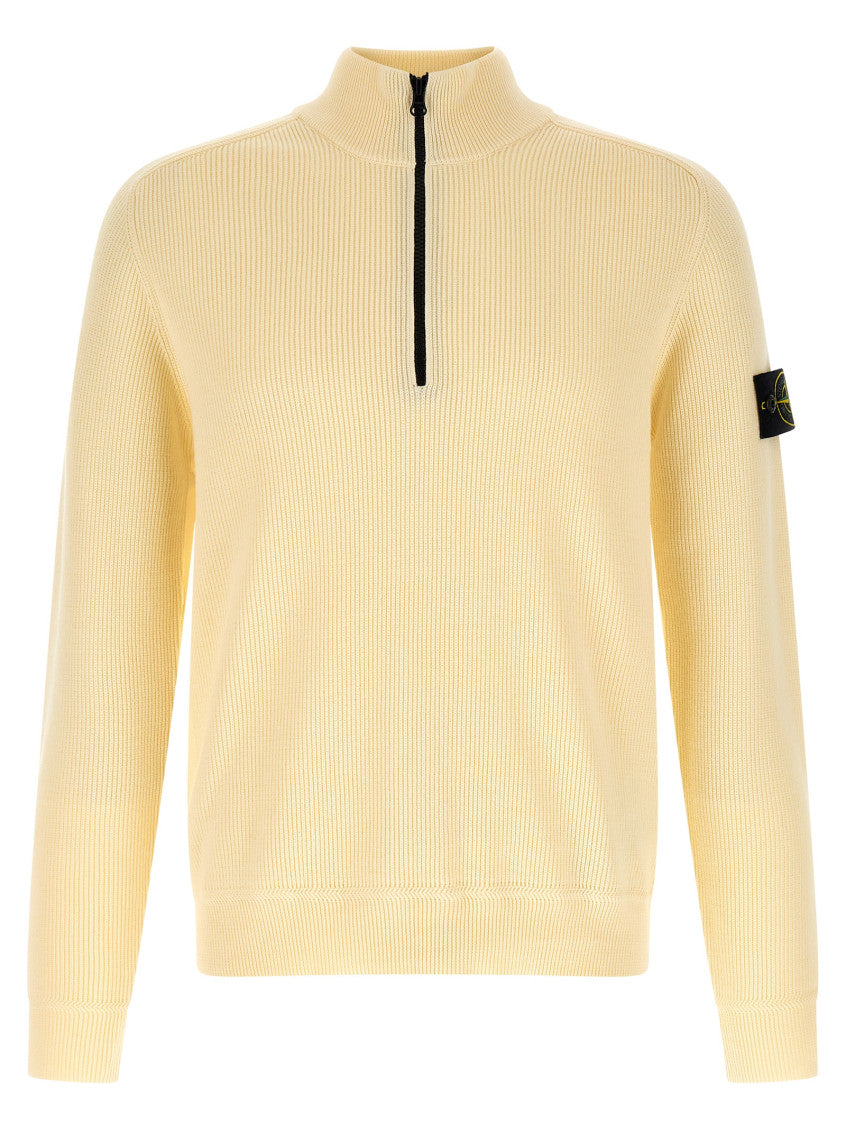 Beige 'Ribbed Cotton' Sweater 1