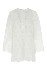 White Round Neck Mini Dress 1