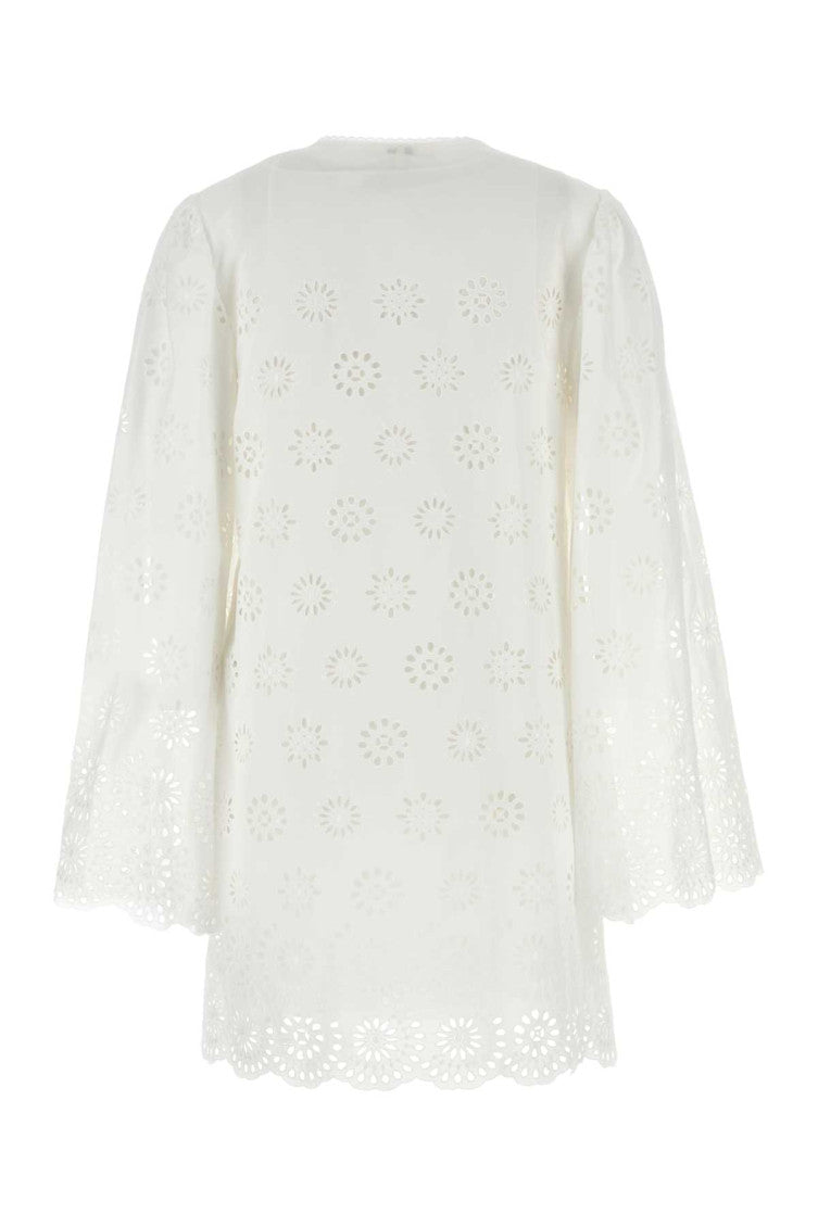 White Round Neck Mini Dress 2