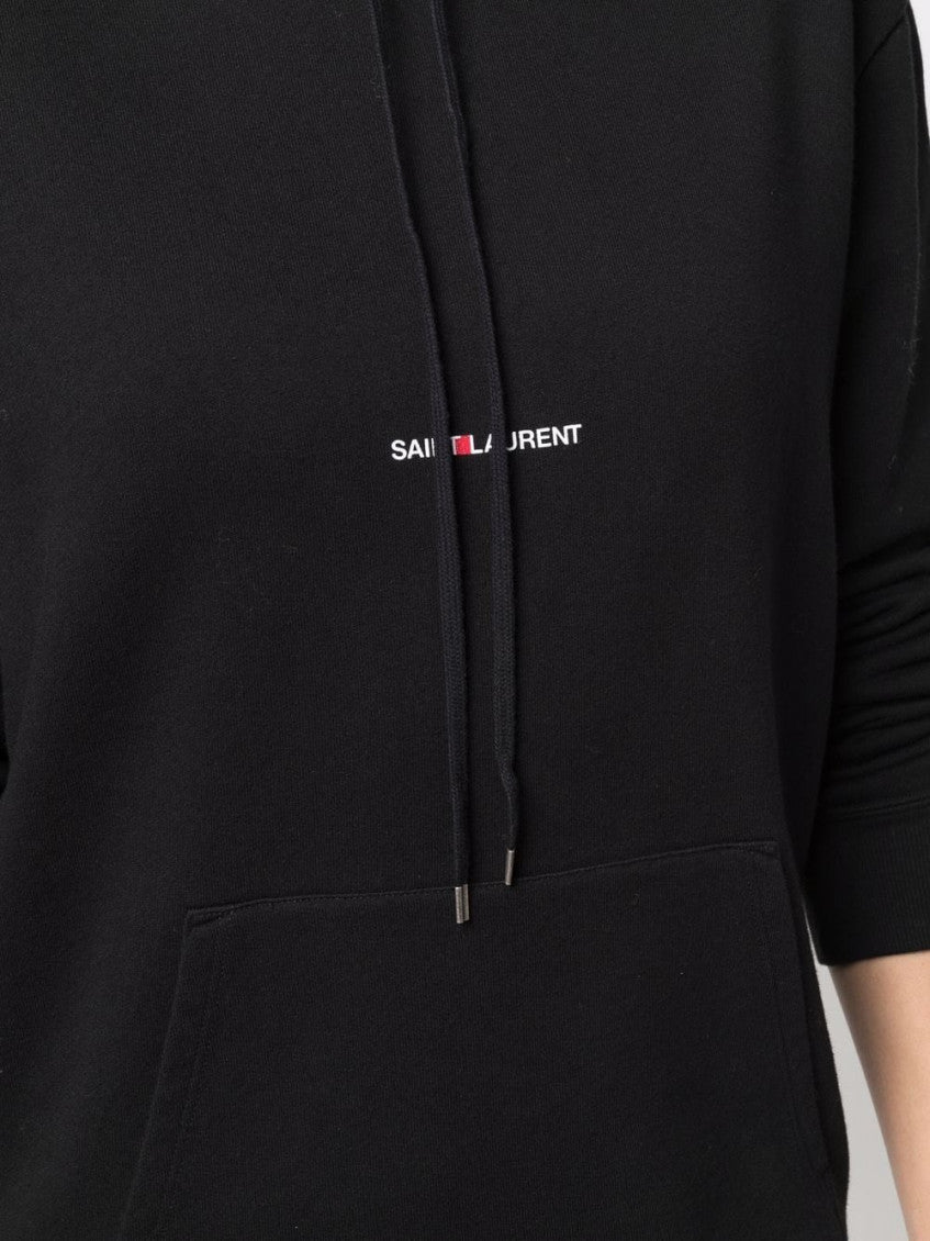 Black Logo cotton hoodie 2