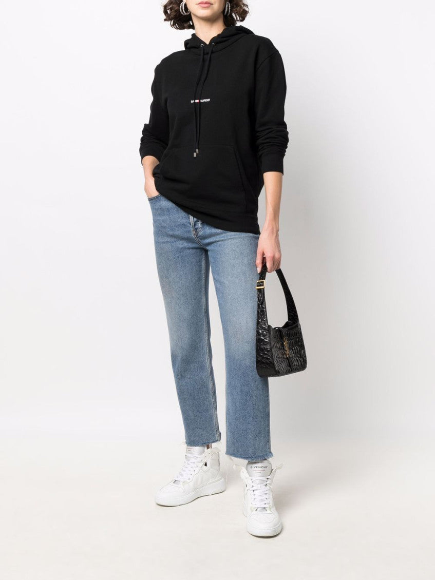 Black Logo cotton hoodie 3