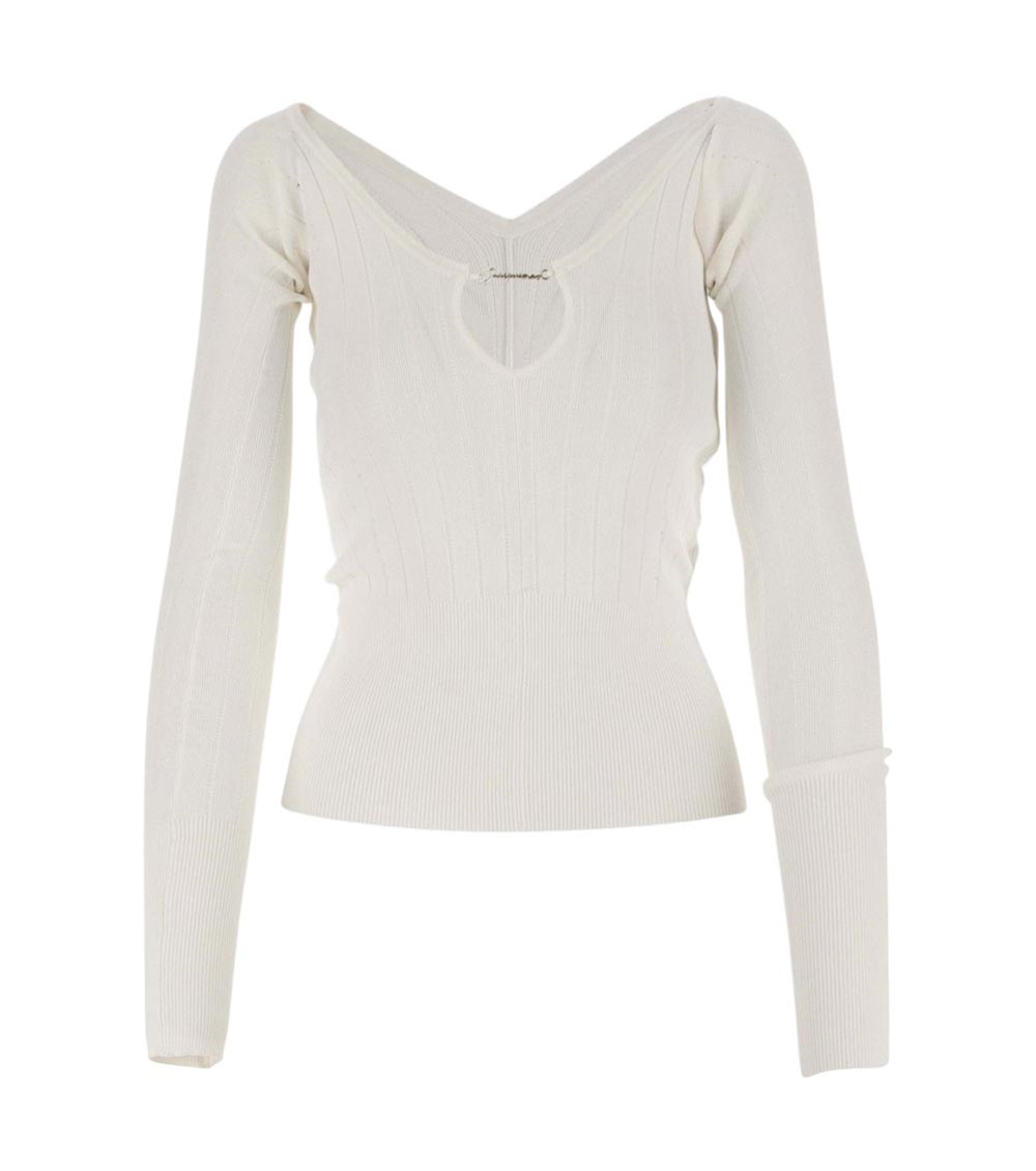 Beige V-neckline Sweater 1