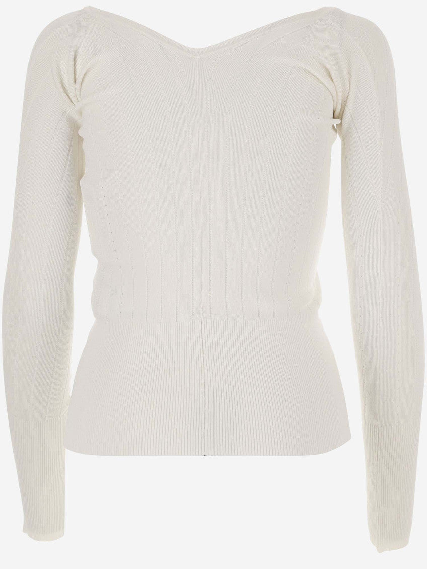 Beige V-neckline Sweater 2