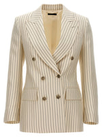 White Striped Double-breasted Blazer 1