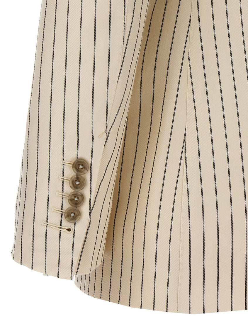 White Striped Double-breasted Blazer 4