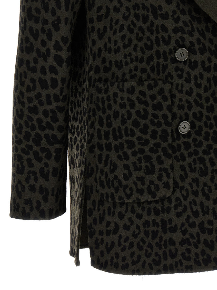 Dark Green Animal Print Blazer 4