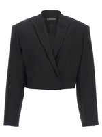 Black Single-breasted Stretch Wool Blazer 1