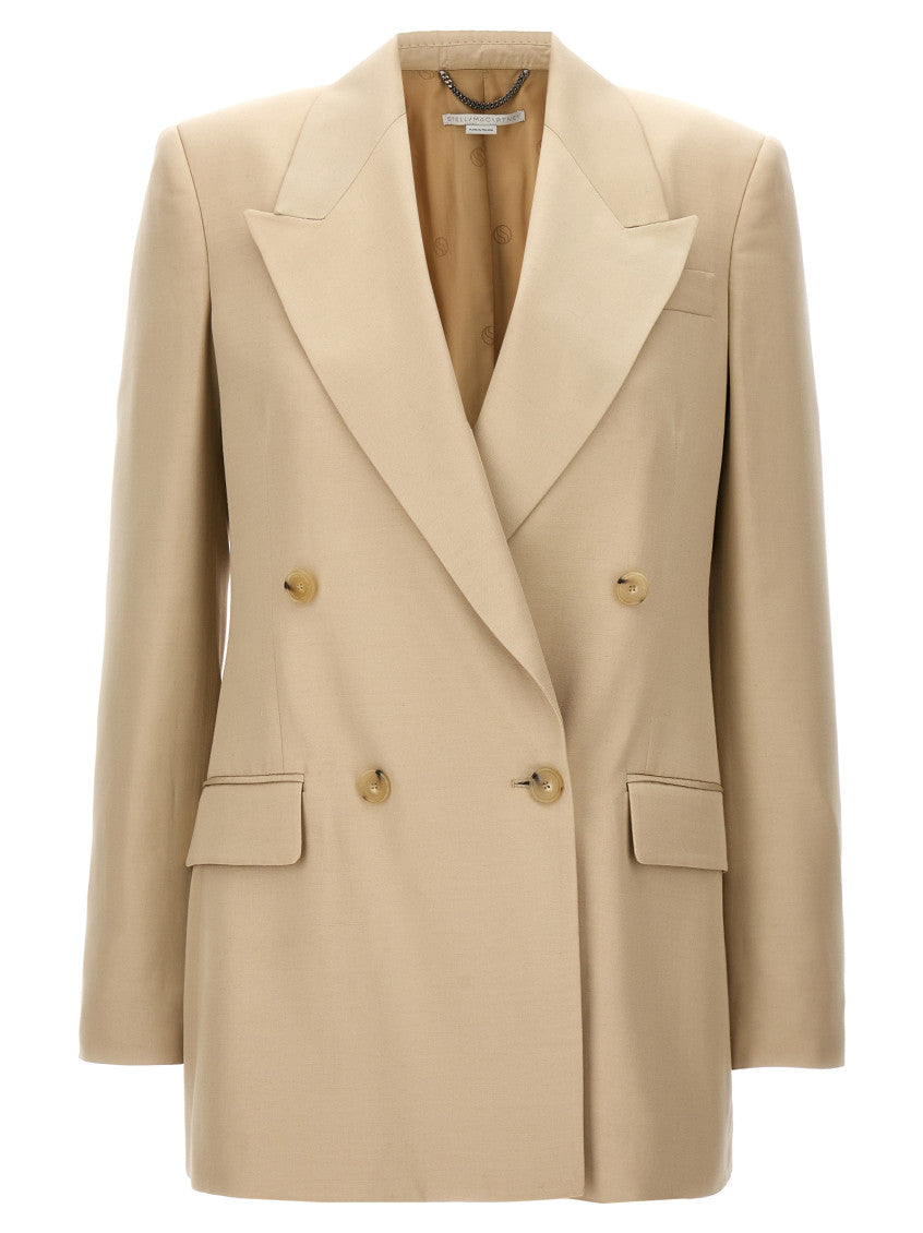 Beige Double-breasted Blazer 1