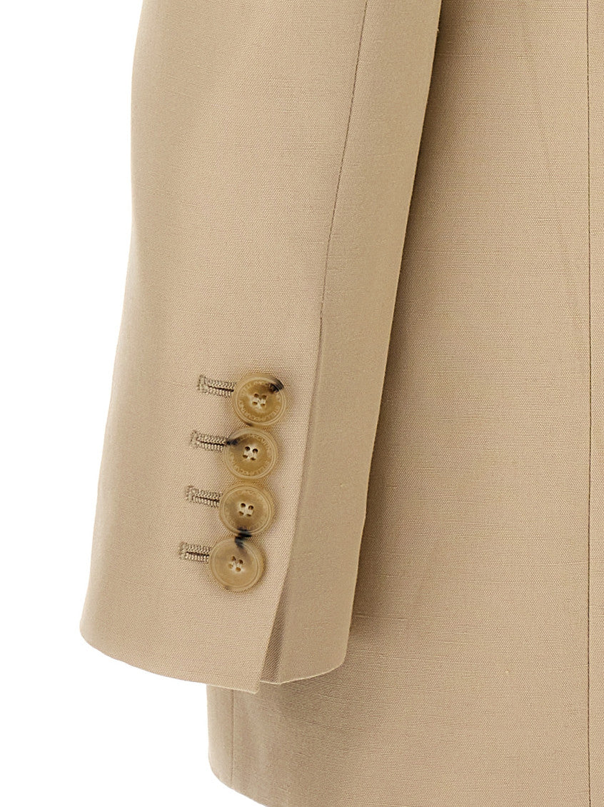 Beige Double-breasted Blazer 4