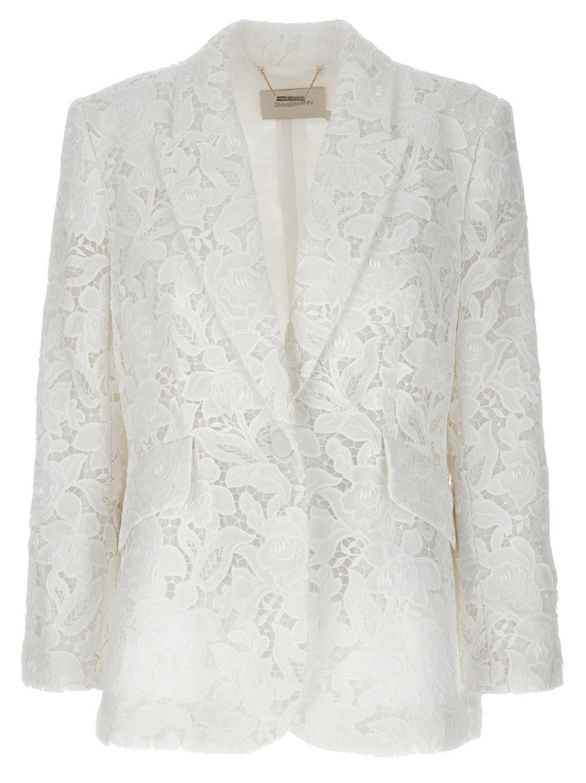 White Natural Lace Blazer 1
