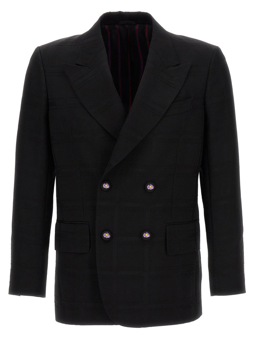 Black Check Double-breasted Blazer 1