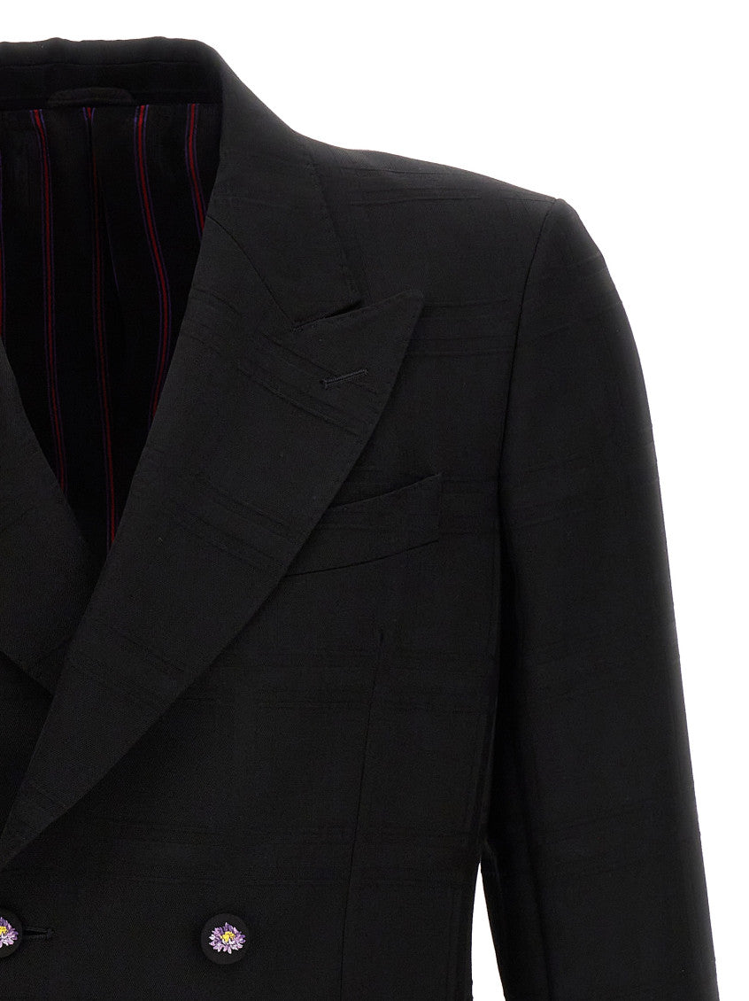 Black Check Double-breasted Blazer 3