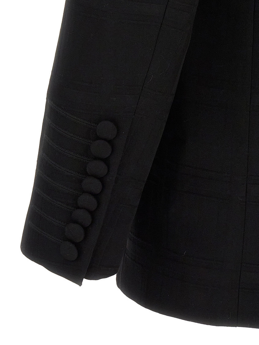 Black Check Double-breasted Blazer 4
