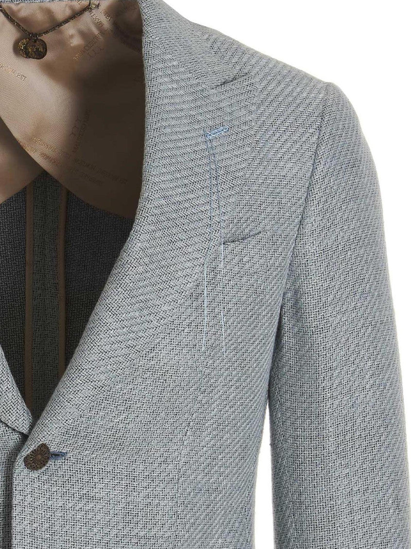 Light Blue Single-breasted Blazer 3