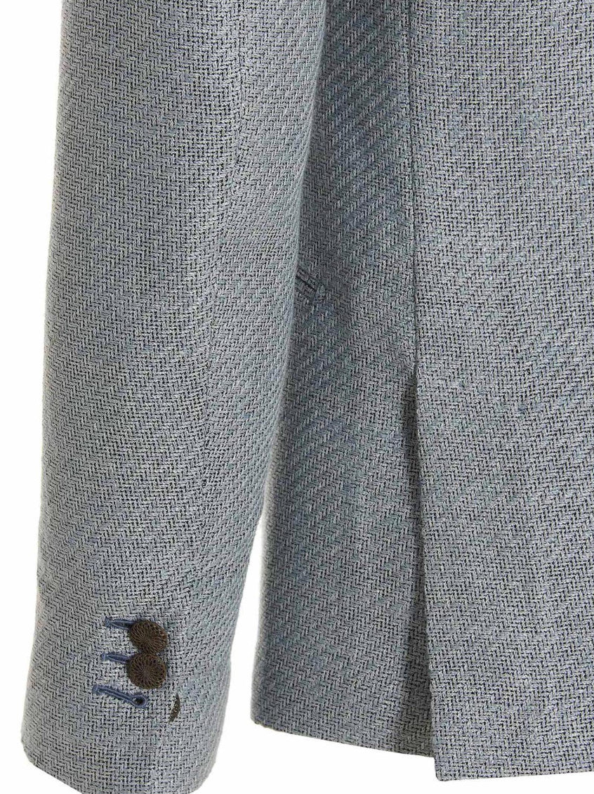 Light Blue Single-breasted Blazer 4