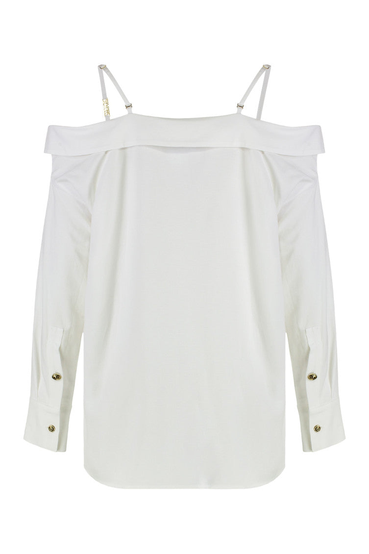 White Off Shoulder Shirt 2