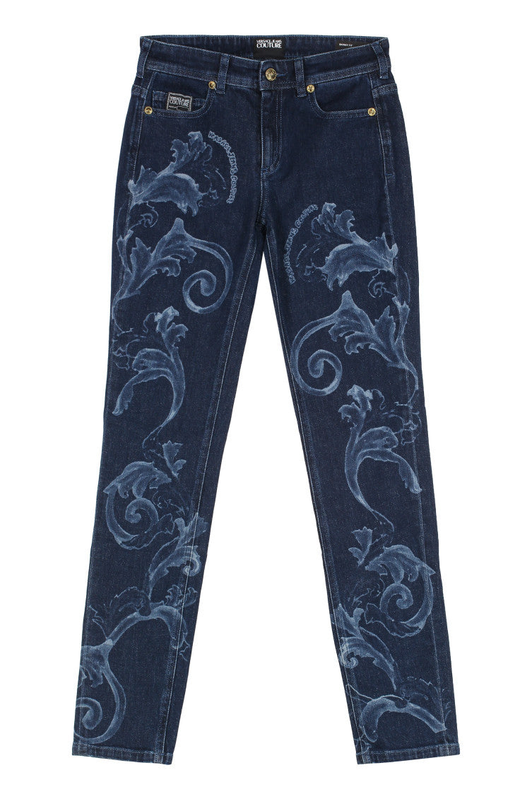 Blue Printed Denim Jeans 1