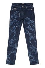 Blue Printed Denim Jeans 1