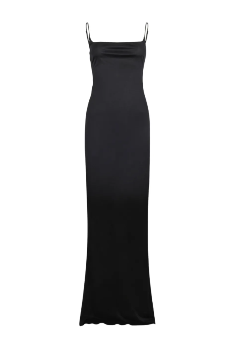 Black Square Neck Long Dress 1