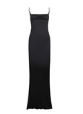 Black Square Neck Long Dress 1