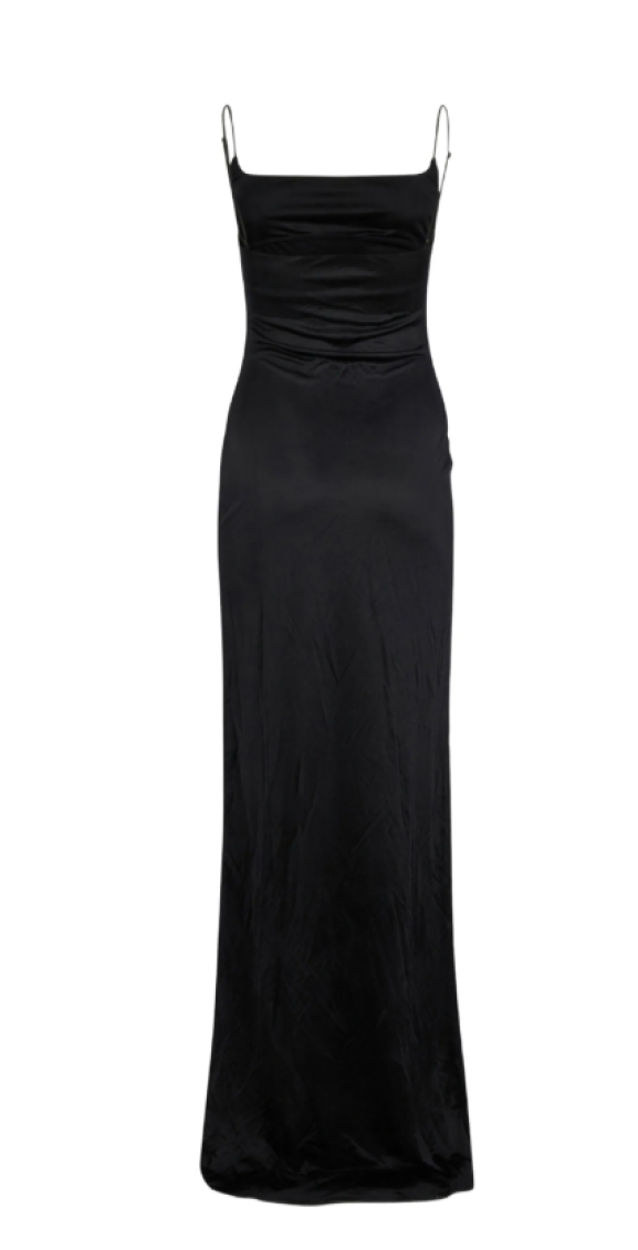 Black Square Neck Long Dress 2