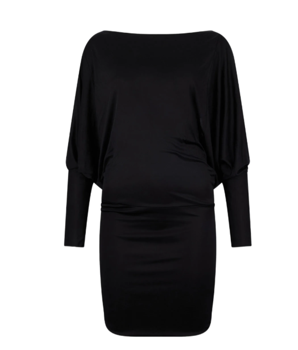 Black Boat Neck Mini Dress 1