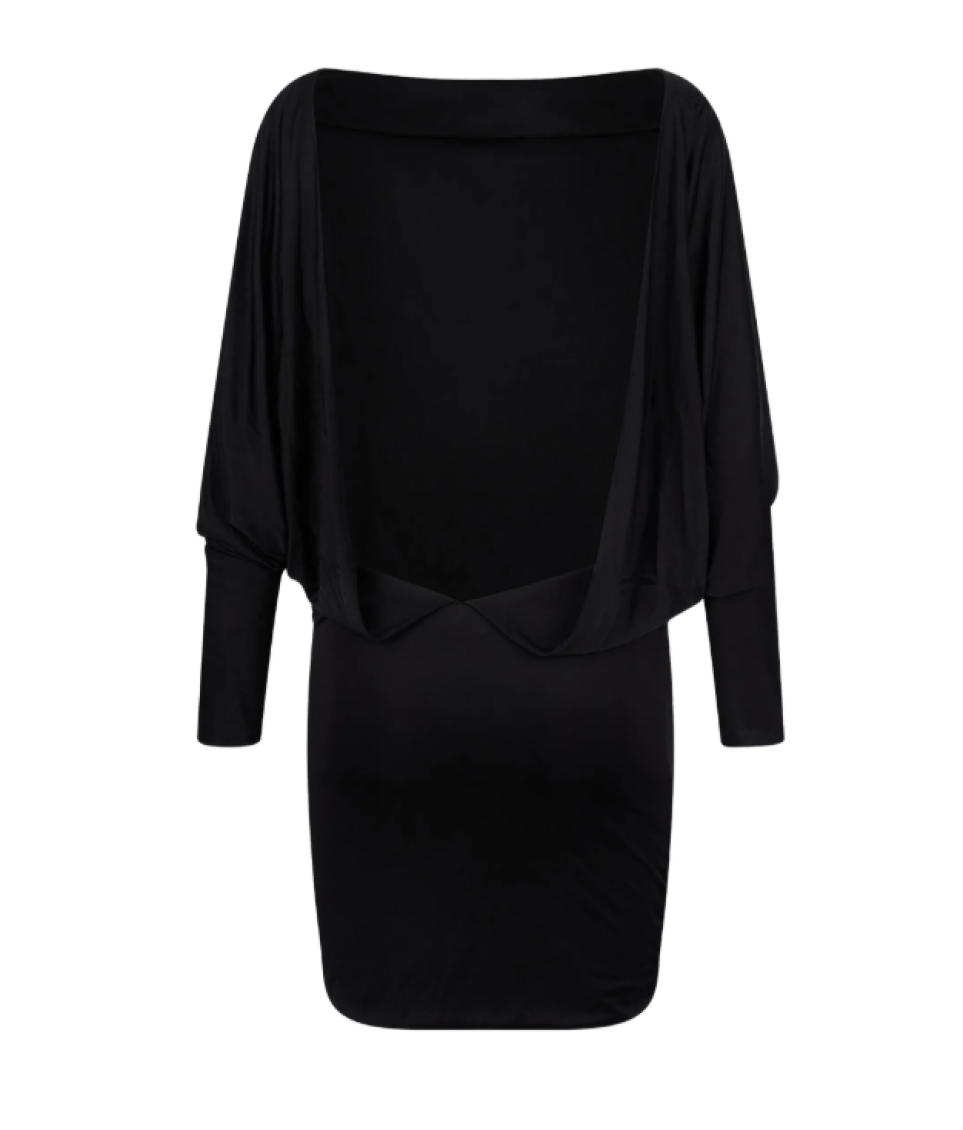 Black Boat Neck Mini Dress 2