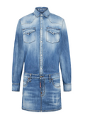 Blue Shirt Collar Denim Mini Dress 1