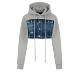 Grey Full Sleeves Ripped Hoodie 1