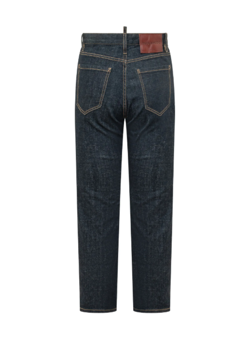 Navy Blue Straight Leg Jeans 2
