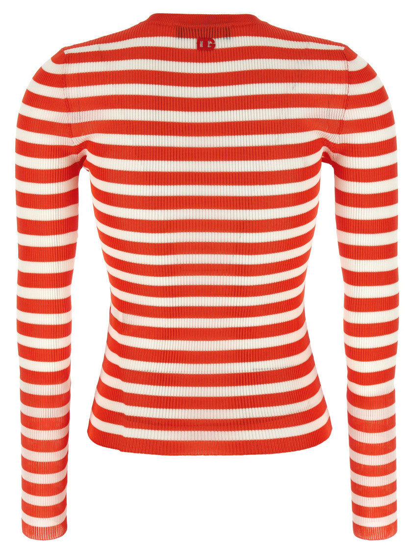 Red Striped Viscose Cardigan 2
