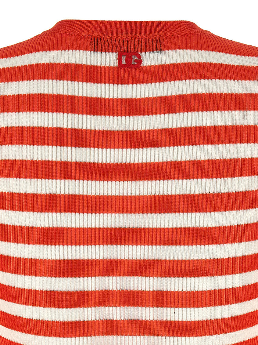 Red Striped Viscose Cardigan 4