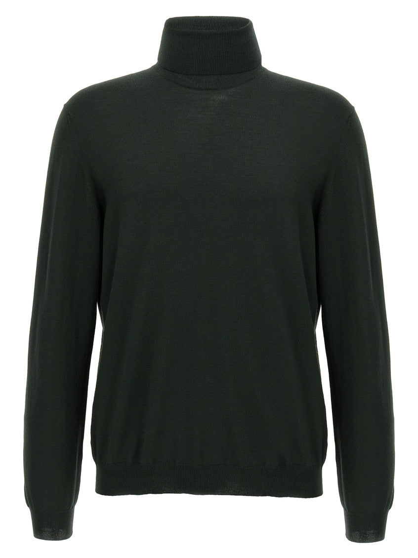 Dark Green Wool Turtleneck Sweater 1