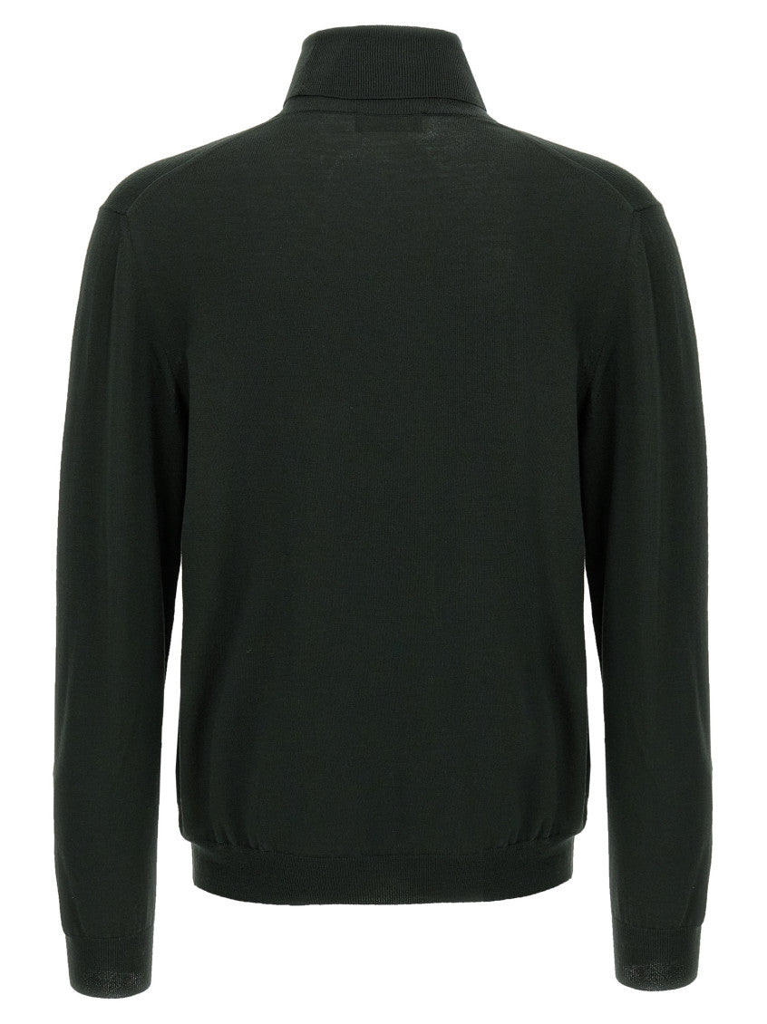 Dark Green Wool Turtleneck Sweater 2