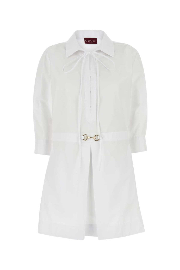 White Cotton Poplin Shirt Dress 1