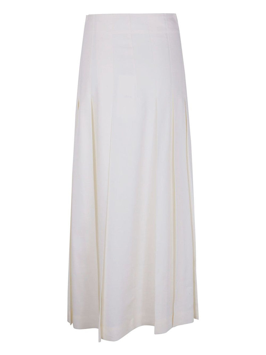 White Maxi Pleated Skirt 2