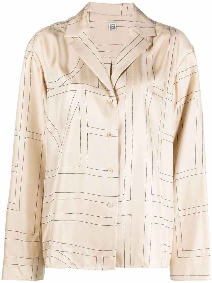 Beige Monogram silk pyjama shirt 1