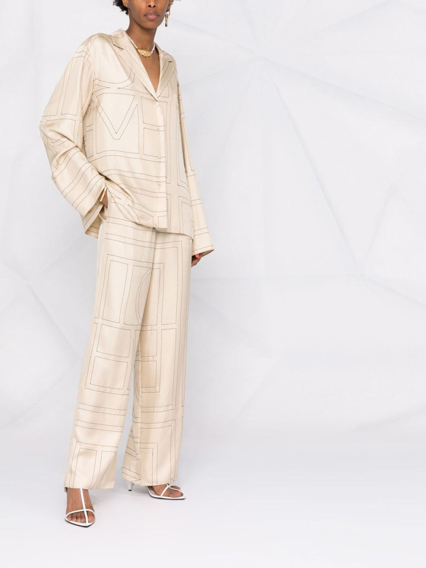 Beige Monogram silk pyjama shirt 2