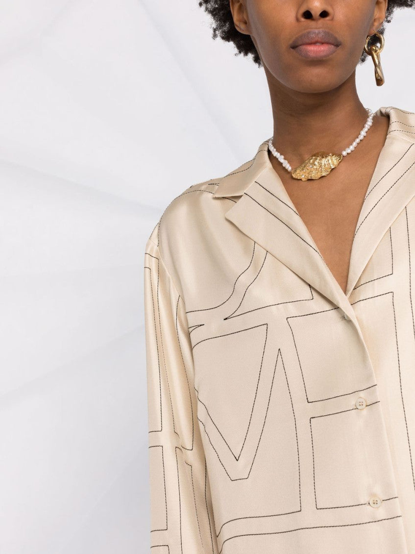 Beige Monogram silk pyjama shirt 3