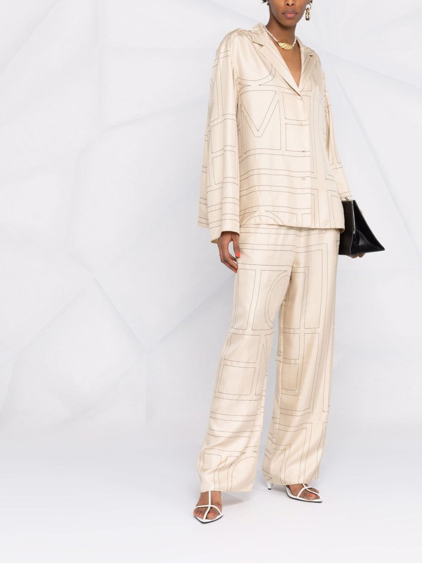 Beige Monogram silk pyjama shirt 4