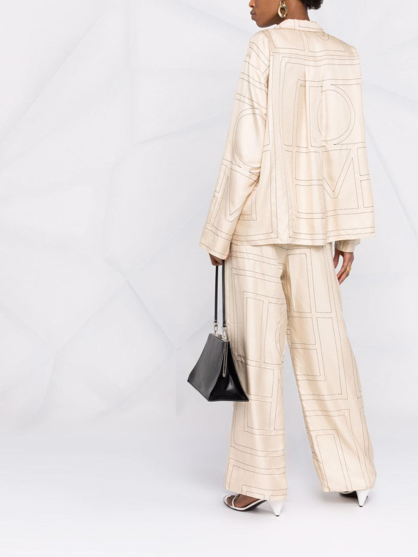 Beige Monogram silk pyjama shirt 5