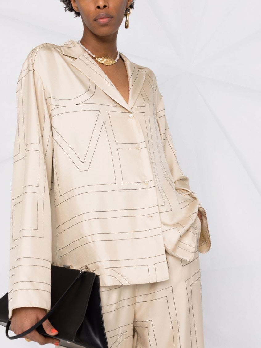 Beige Monogram silk pyjama shirt 6