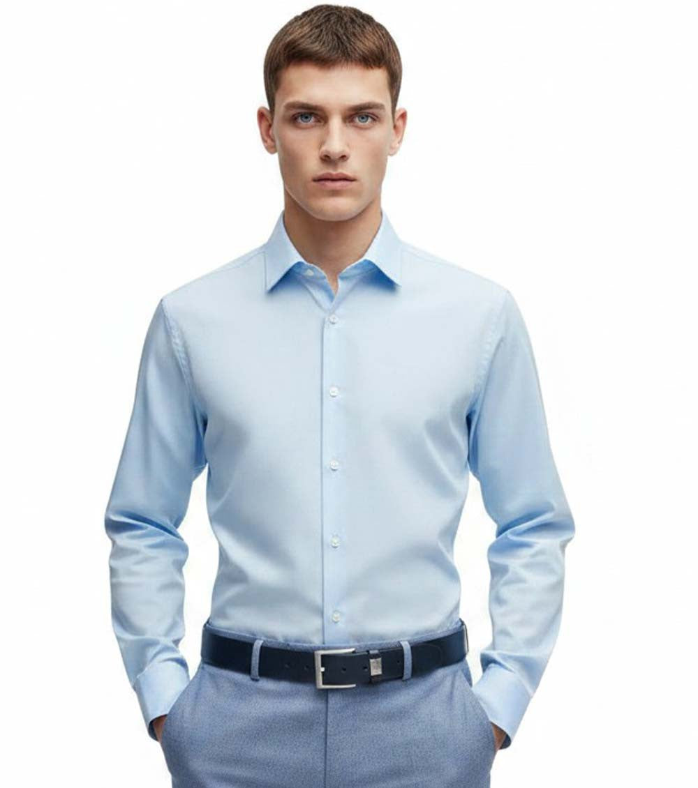 Blue Solid Regular Shirts 2