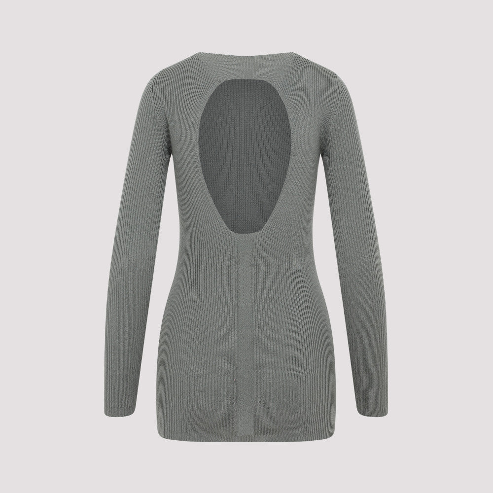 Grey Jewel Neck Cashmere Sweater 4